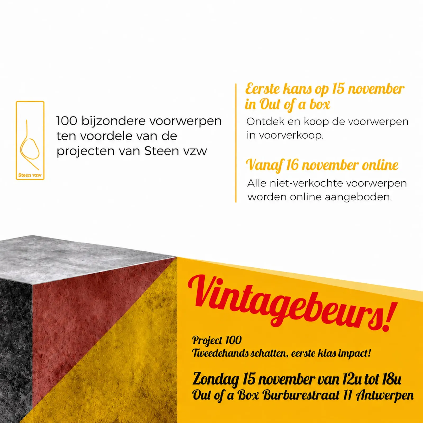 Vintagebeurs Project 100 Tweedehands schatten, eersteklas impact