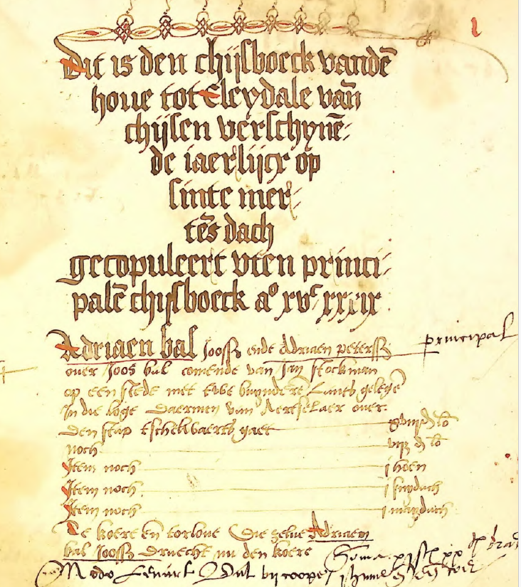 Cijnsboek Cleydael uit de 17de eeuw