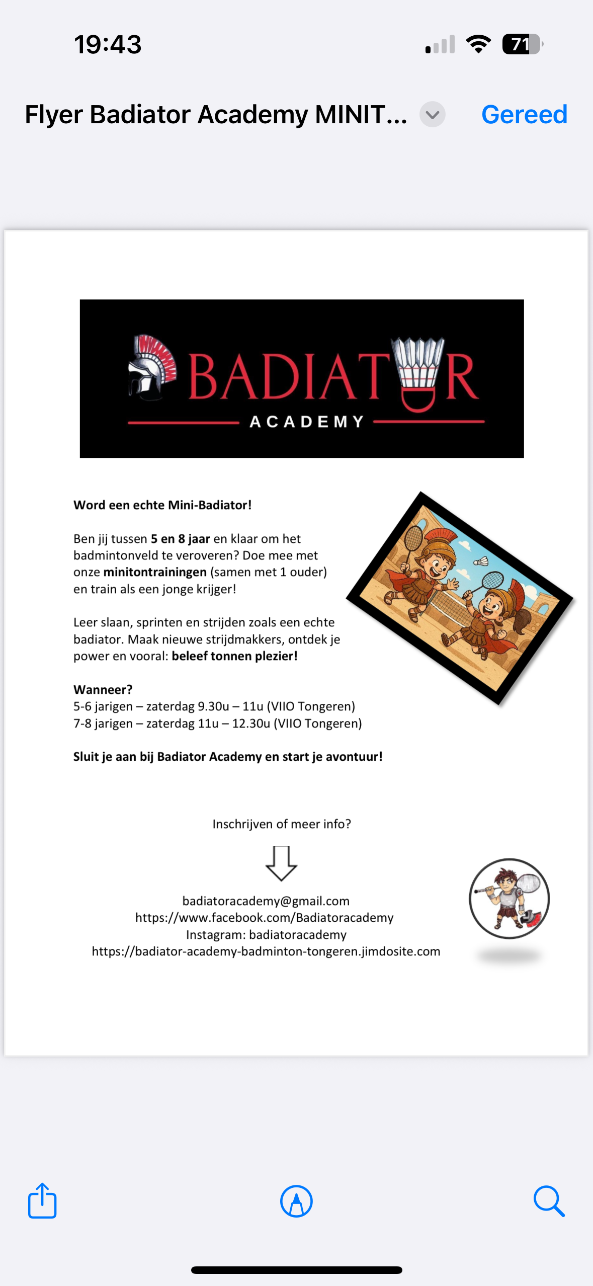 Miniton (badminton van 5 tot 8 jaar)