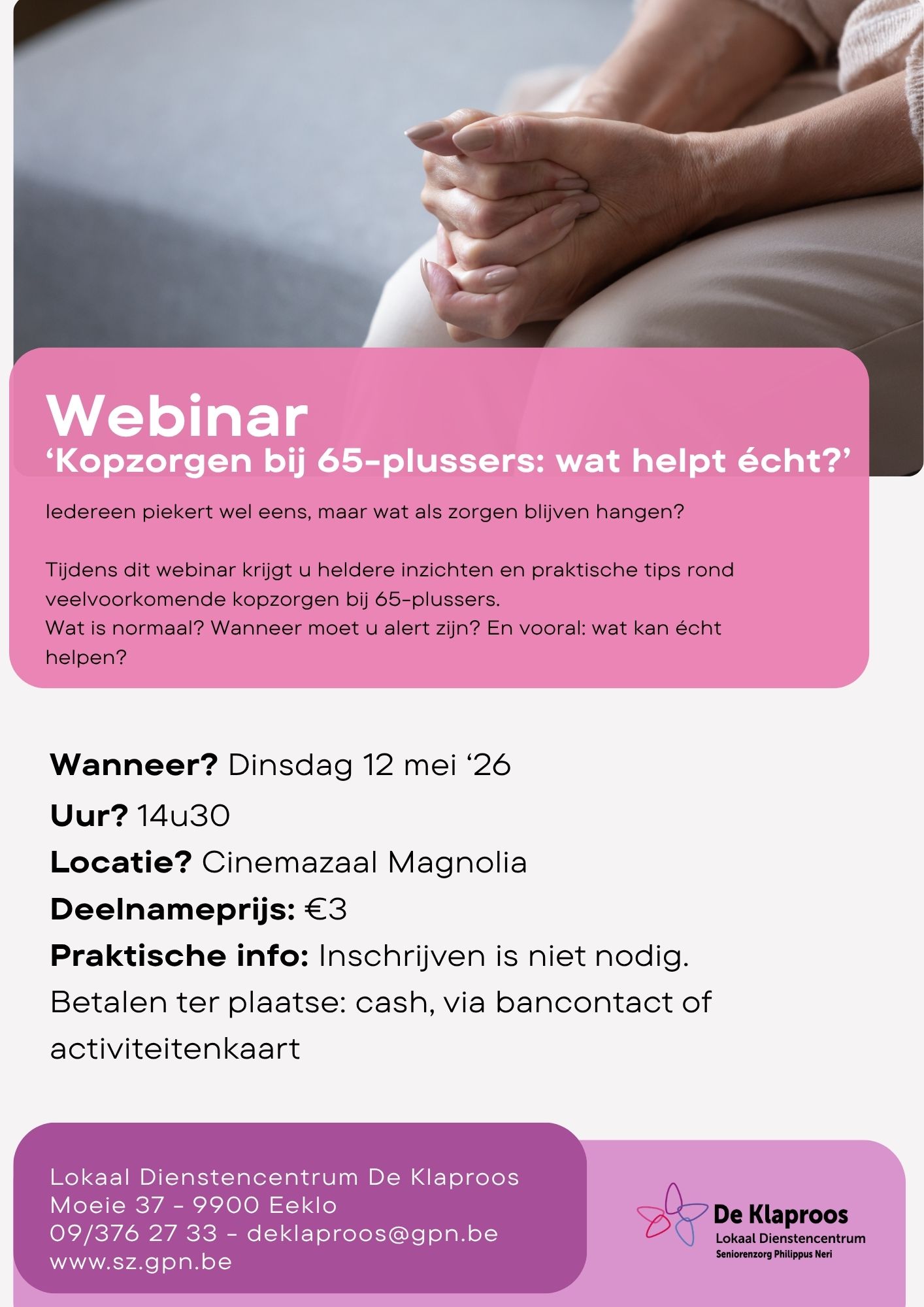 Webinar 'Kopzorgen bij 65-plussers: wat helpt écht?'