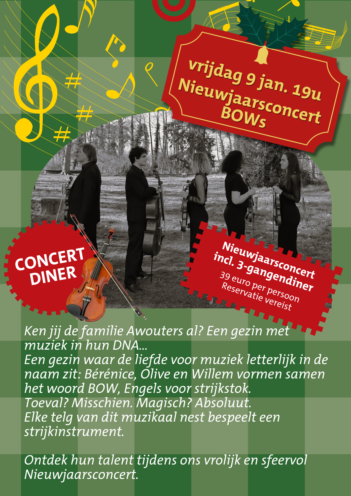 Nieuwjaarsconcertdiner BOWs bij kaarslicht