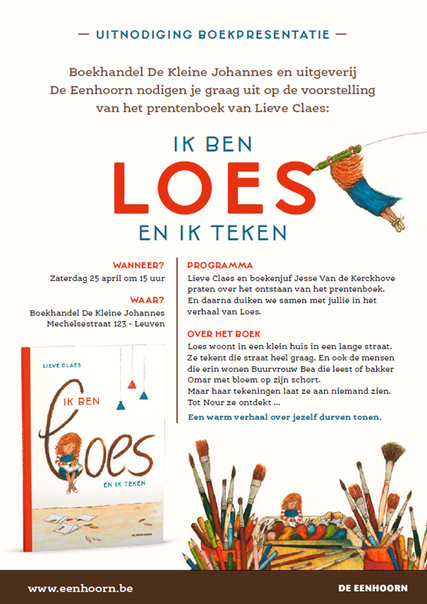 Uitnodiging boekpresentatie "Ik en Loes en ik teken" - Lieve Claes