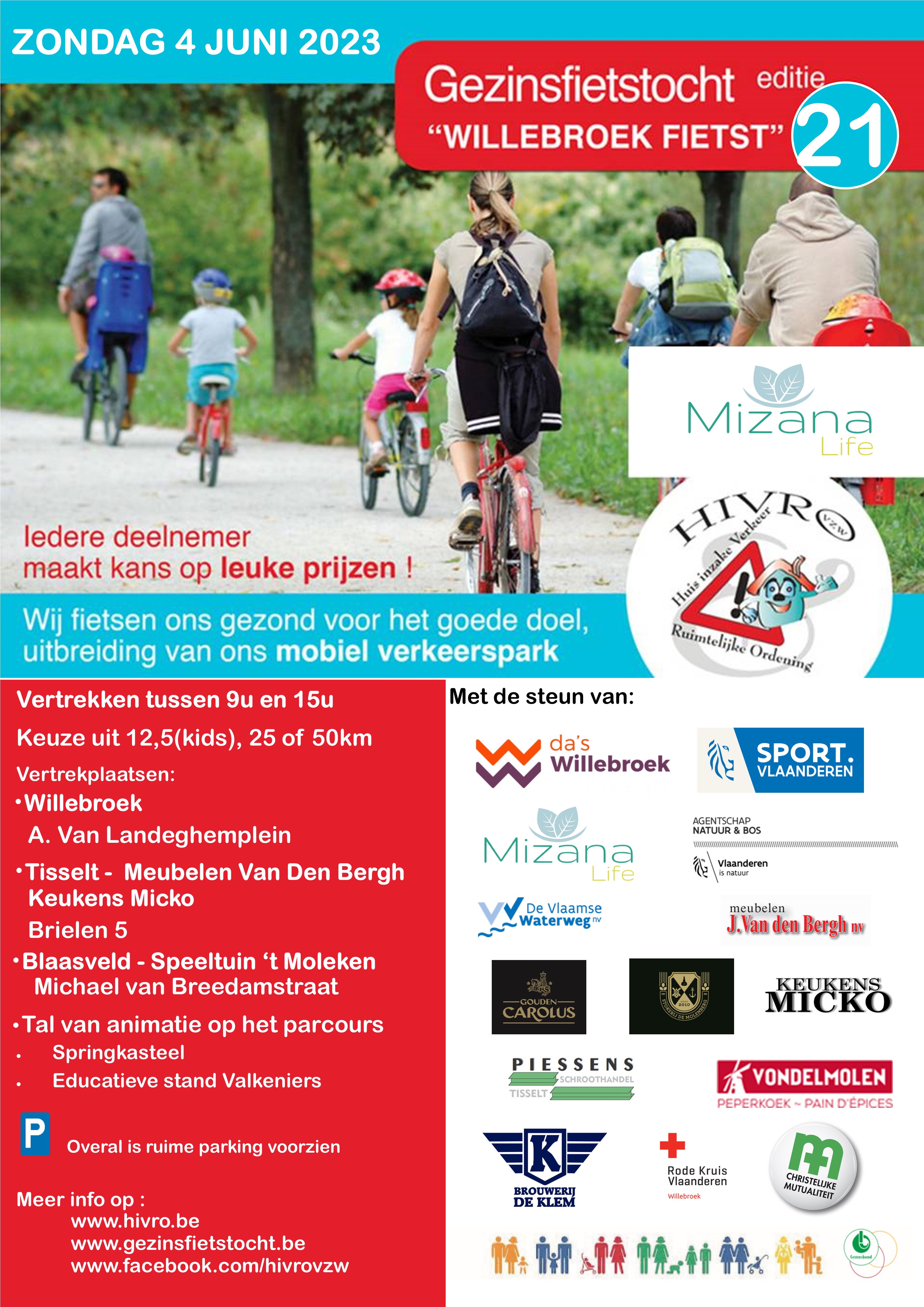 Gezinsfietstocht "Willebroek Fietst" 21ste editie