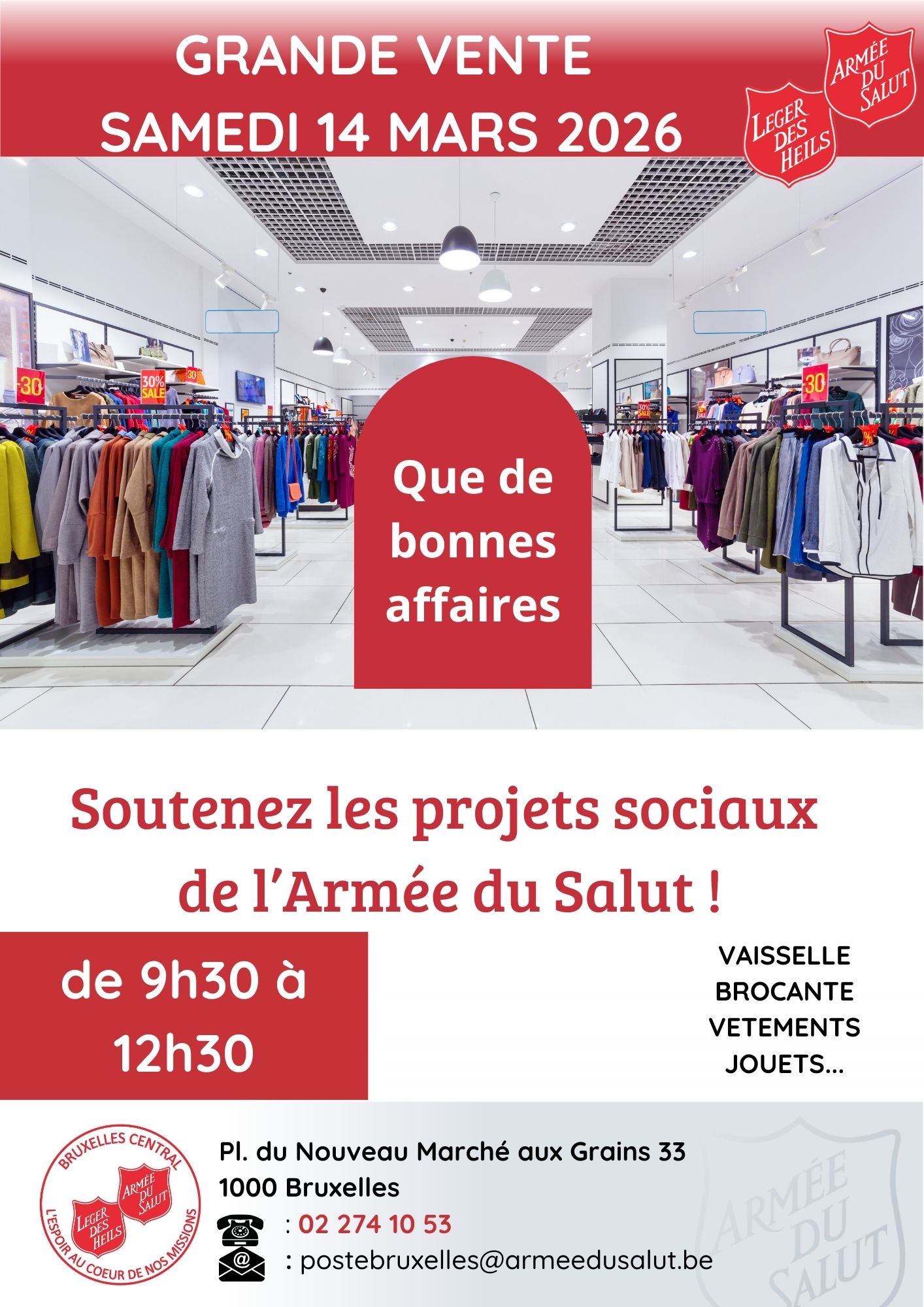 Monthly second-hand sale  Leger des Heils