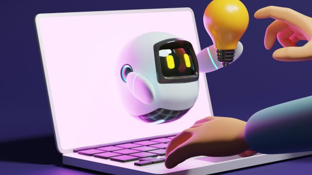 Ai afbeelding laptop en robot