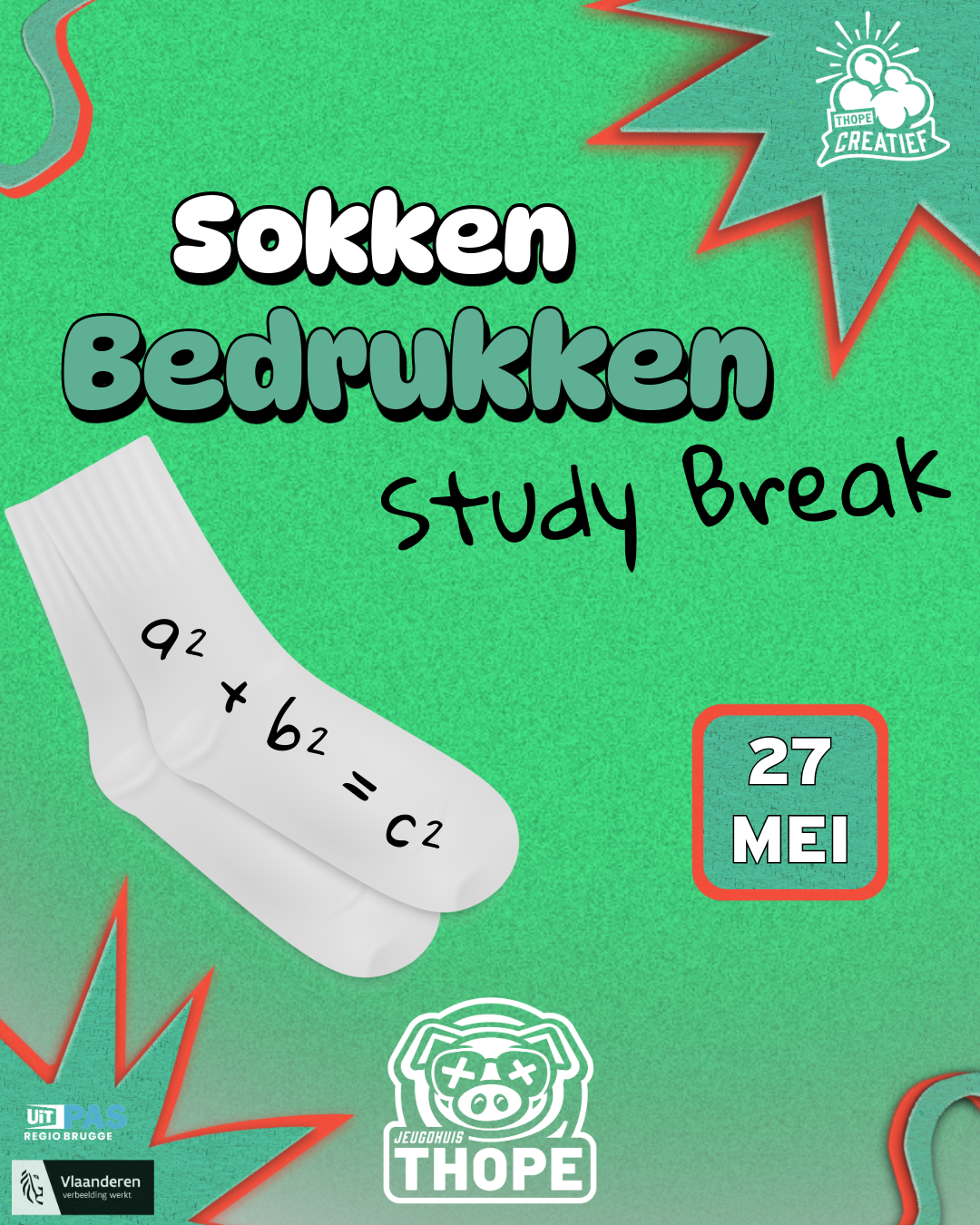Afbeelding Study break kousen bedrukken 