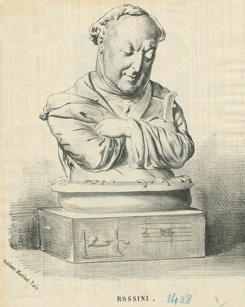 Rossini in een spaghettibord.