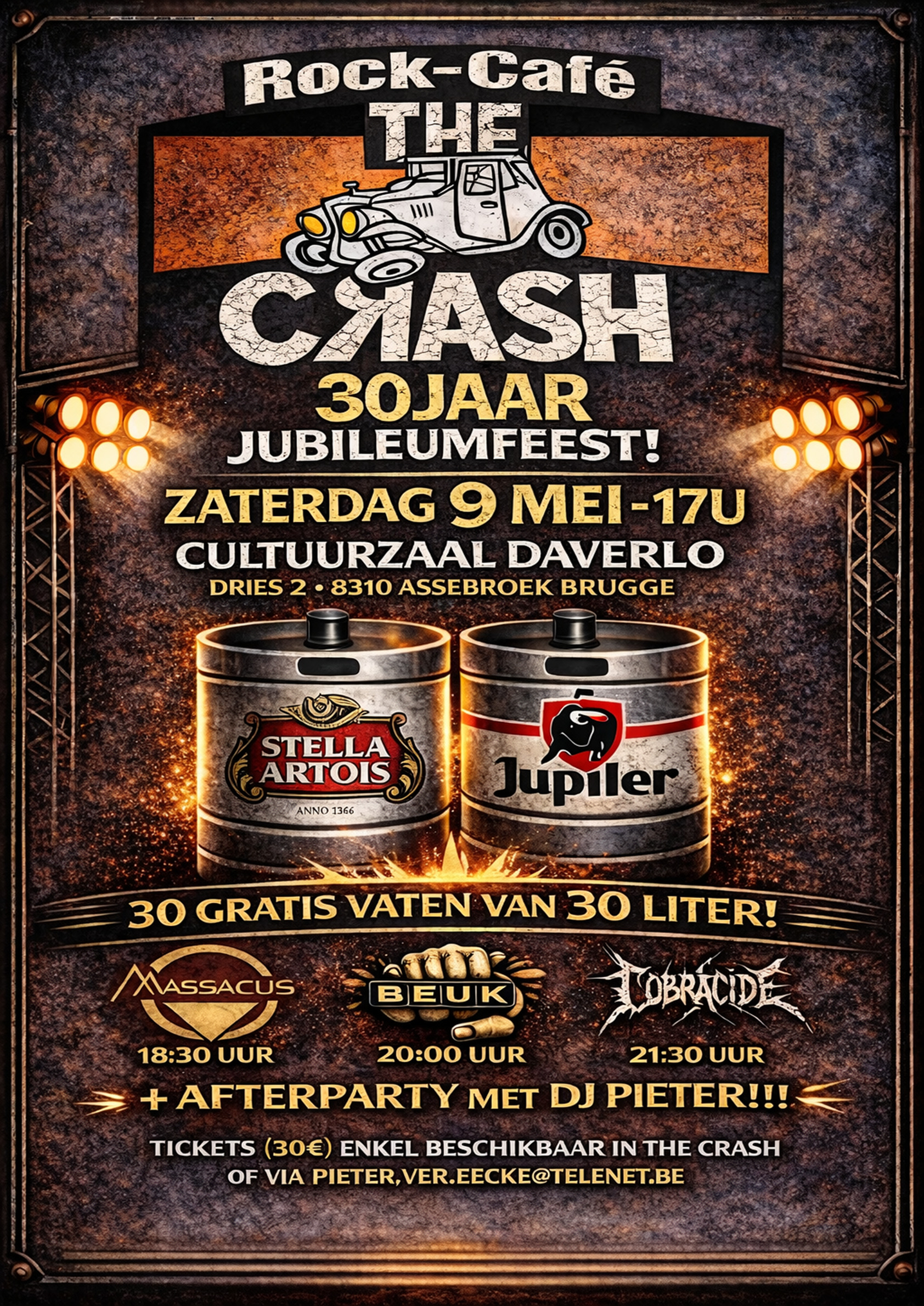 Affiche 30 jaar Rock-café The Crash