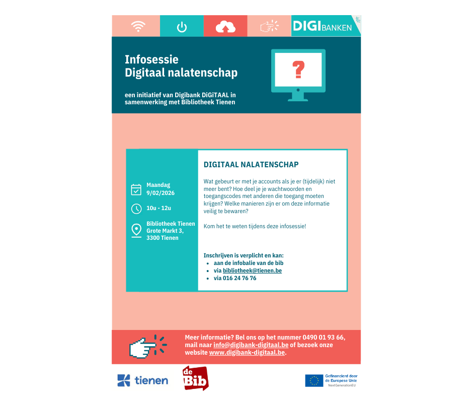 Flyer infosessie Digitaal nalatenschap in Tienen