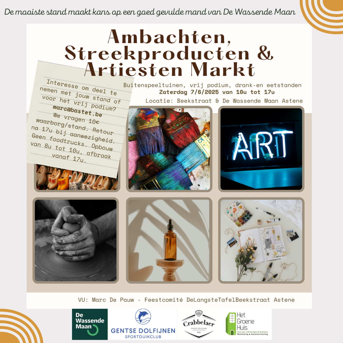 Ambachten, Streekproducten en Artiestenmarkt 7/6/2025 Astene