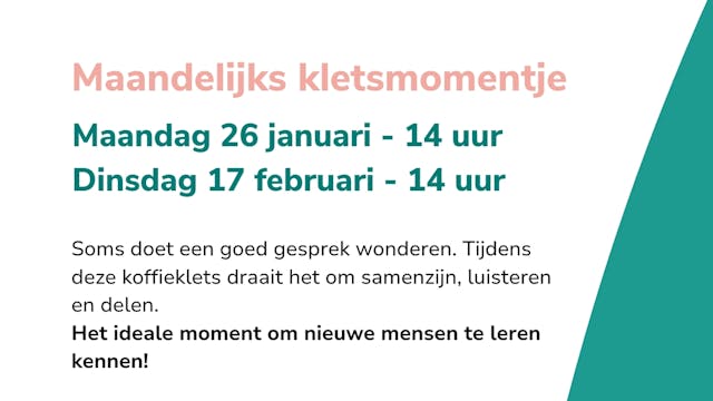 Maandelijks kletsmomentje