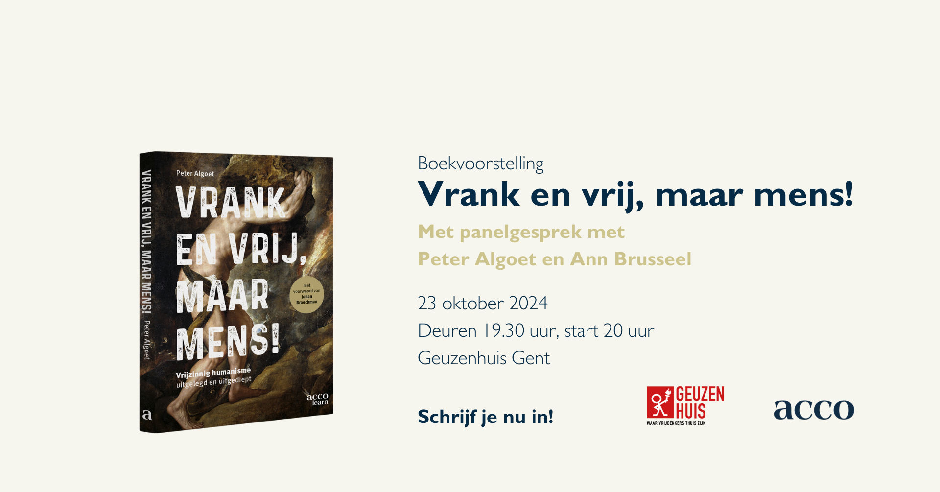 Gespreksavond boek Vrank en vrij - Peter Algoet