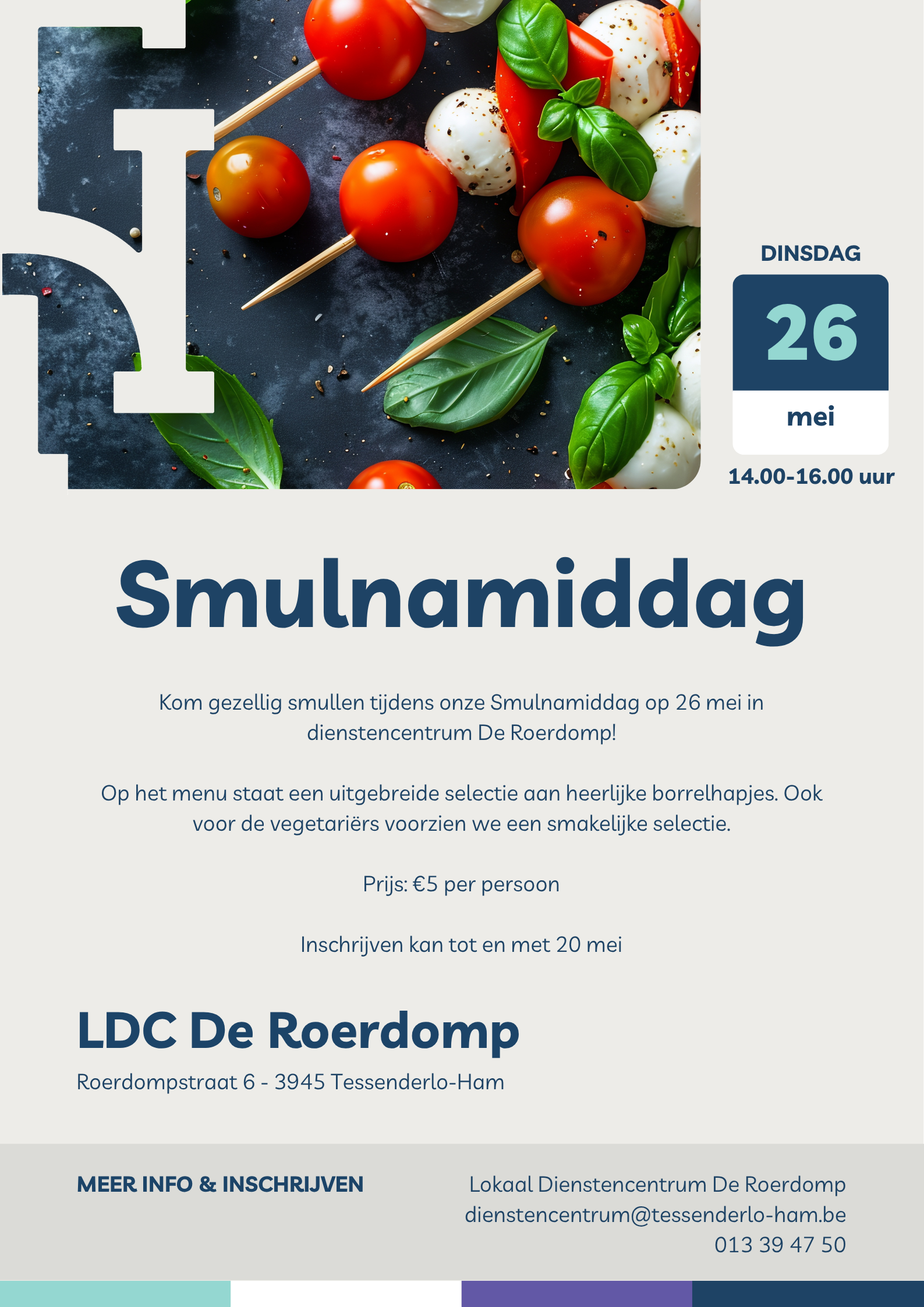 Smulnamiddag borrelhapjes flyer