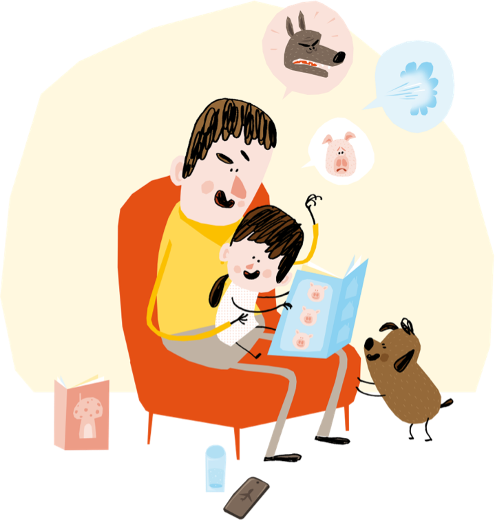 Boek en baby illustratie 