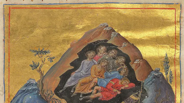Zevenslapers van Efeze. Menologium van Basil II, Constantinopel, eind 10e – begin 11e eeuw. Rome, Vaticaanse Bibliotheek, Vat. gr. 1613