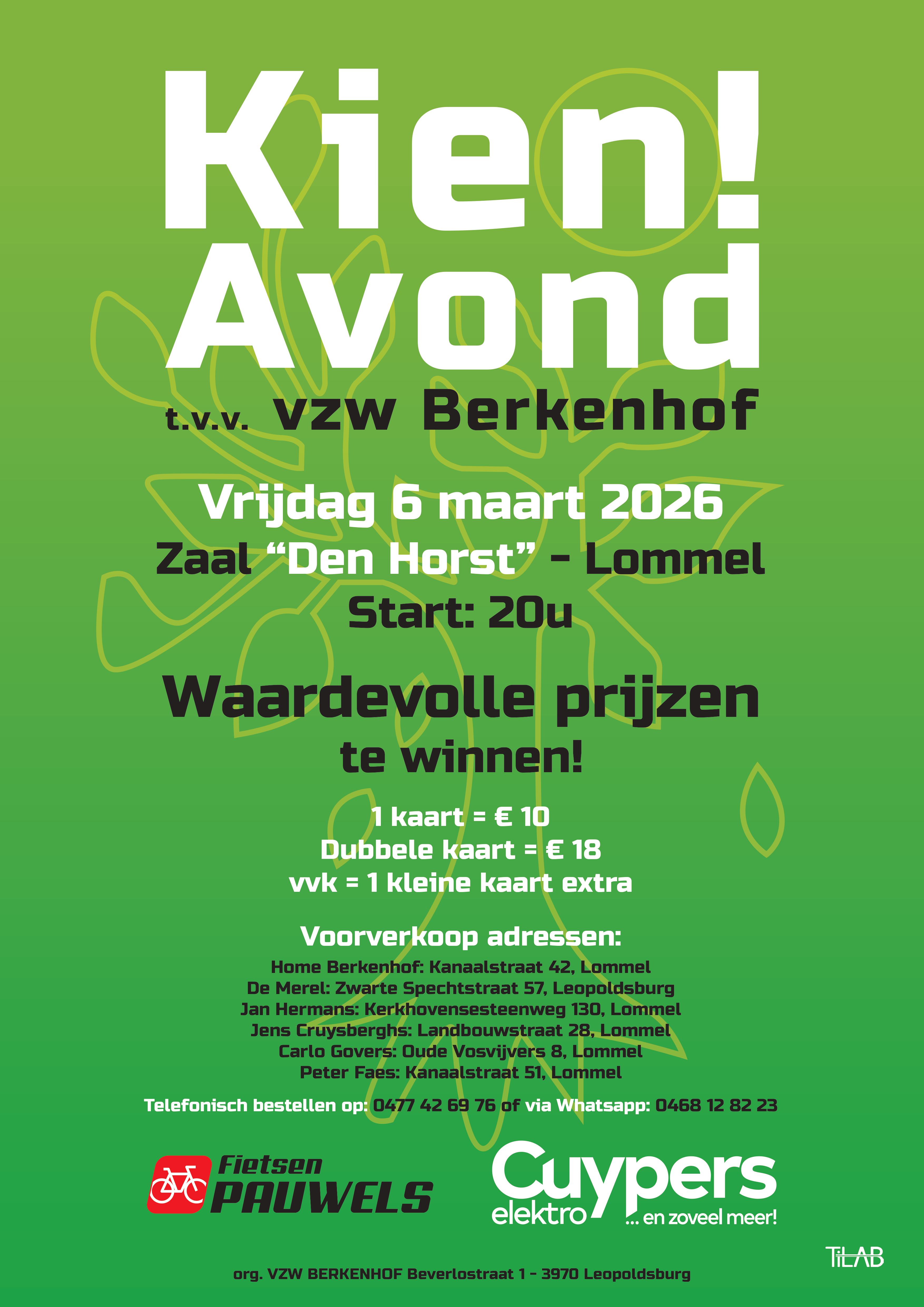 Affiche kienavond vzw Berkenhof