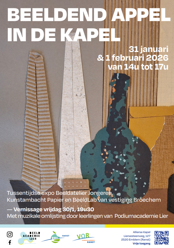 Beeldacademie Lier - vestiging Broechem stelt tentoon in de Allierse Kapel op 31 januari en 1 februari 2026