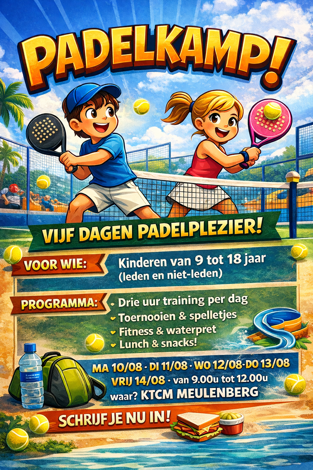 Affiche padelkamp 