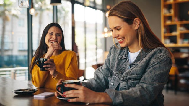 friends having coffee at cafe