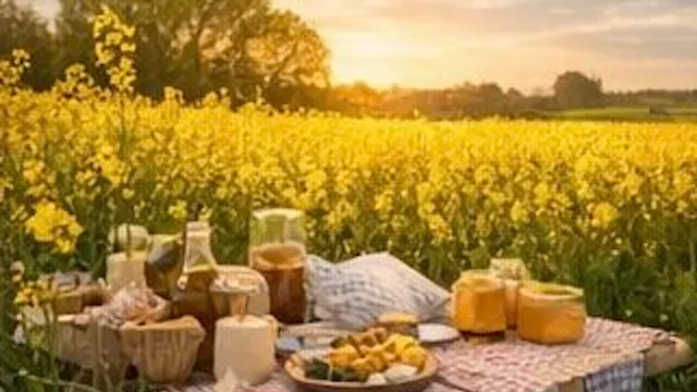 heerlijk genieten in de bloeiende bloemen met lokaal geteelde produkten