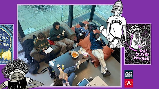 Jongeren lezen in jongerenbib kubus