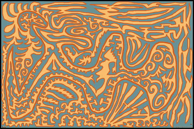 Eénlijntekening Aztec