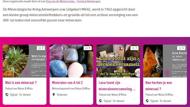 Activiteiten Mineralogische Kring Antwerpen