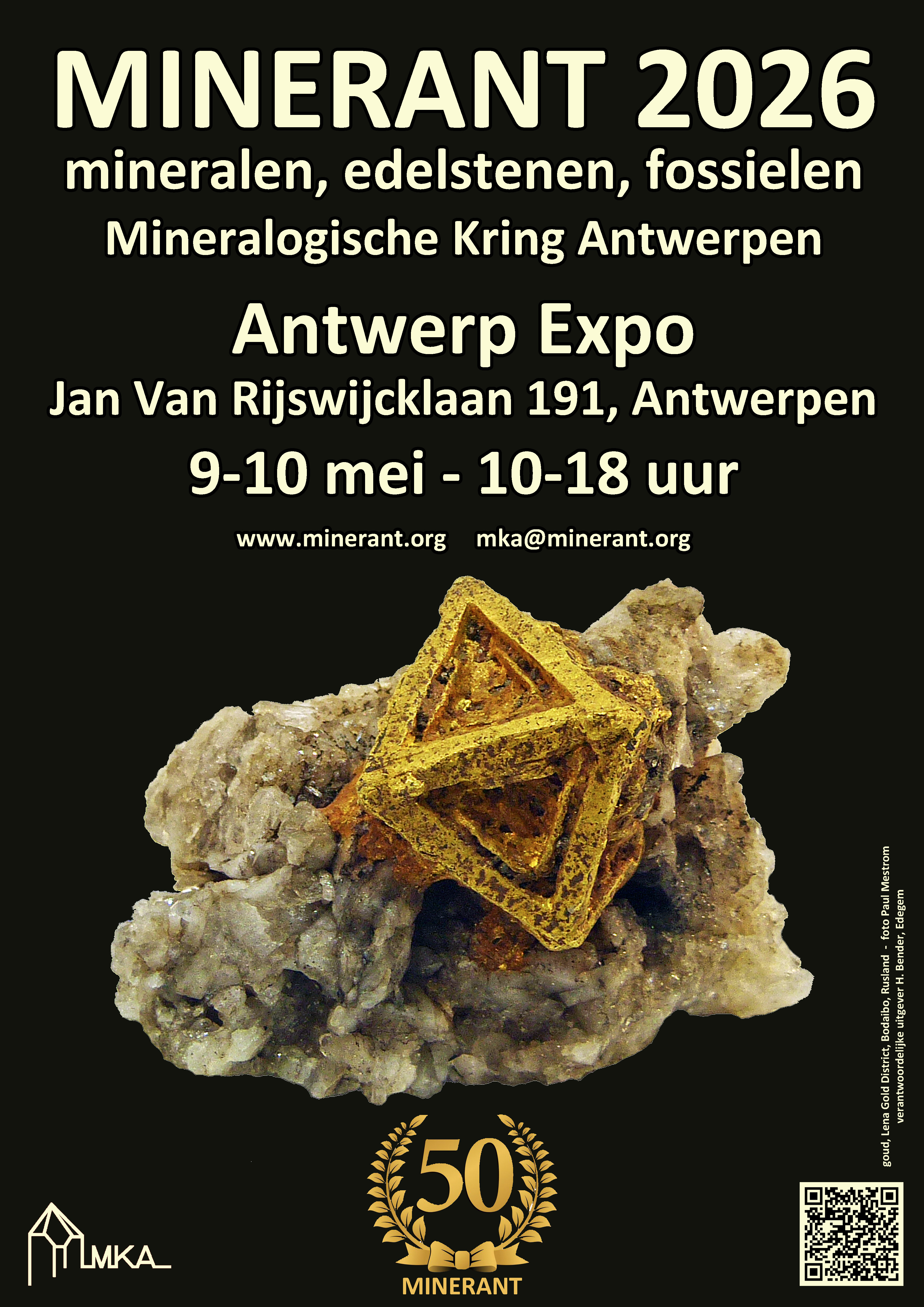 Minerant 2026 - goud kristal (2.5 cm)