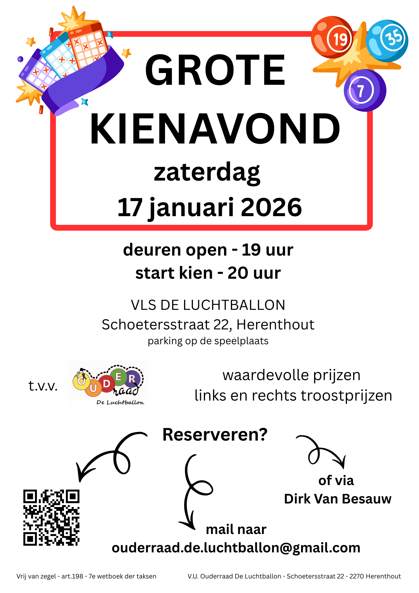 Grote kienavond - 17 januari 2026