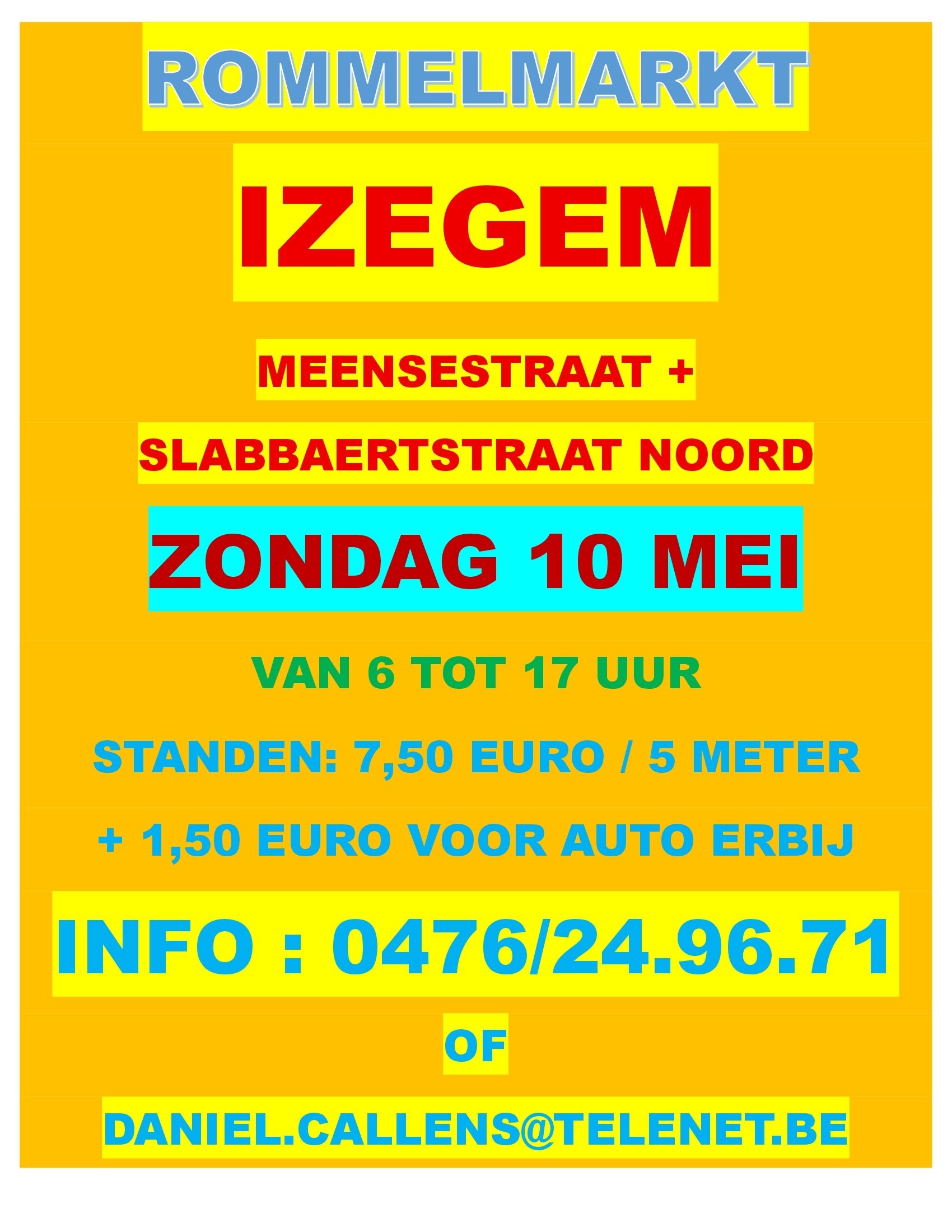 mooie rommelmarkt te izegem op zondag 10 mei. altijd veel standhouders en veel bezoekers