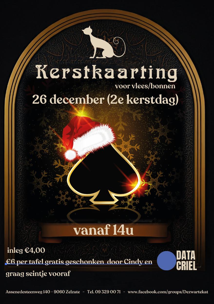 KERSTKAARTING VOOR VLEESBONNEN , DE ZWARTE KAT