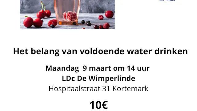 U ontdekt samen met leercoach Linde Meirlaan waarom water zo belangrijk is voor uw lichaam, waarom ouderen gevoeliger zijn voor uitdroging en of flessenwater beter is dan kraantjeswater. We eindigen met een verfrissende fruitwaterproeverij.