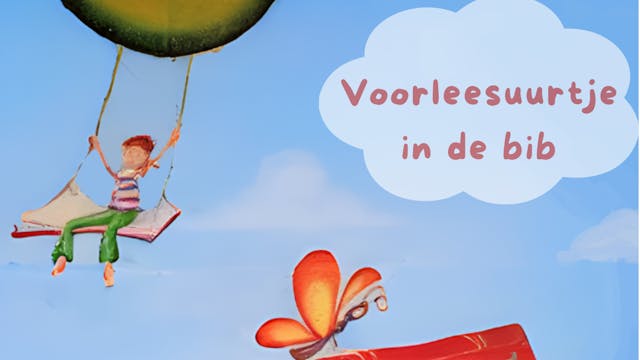 Muurschildering: Voorleesuurtje in de bib