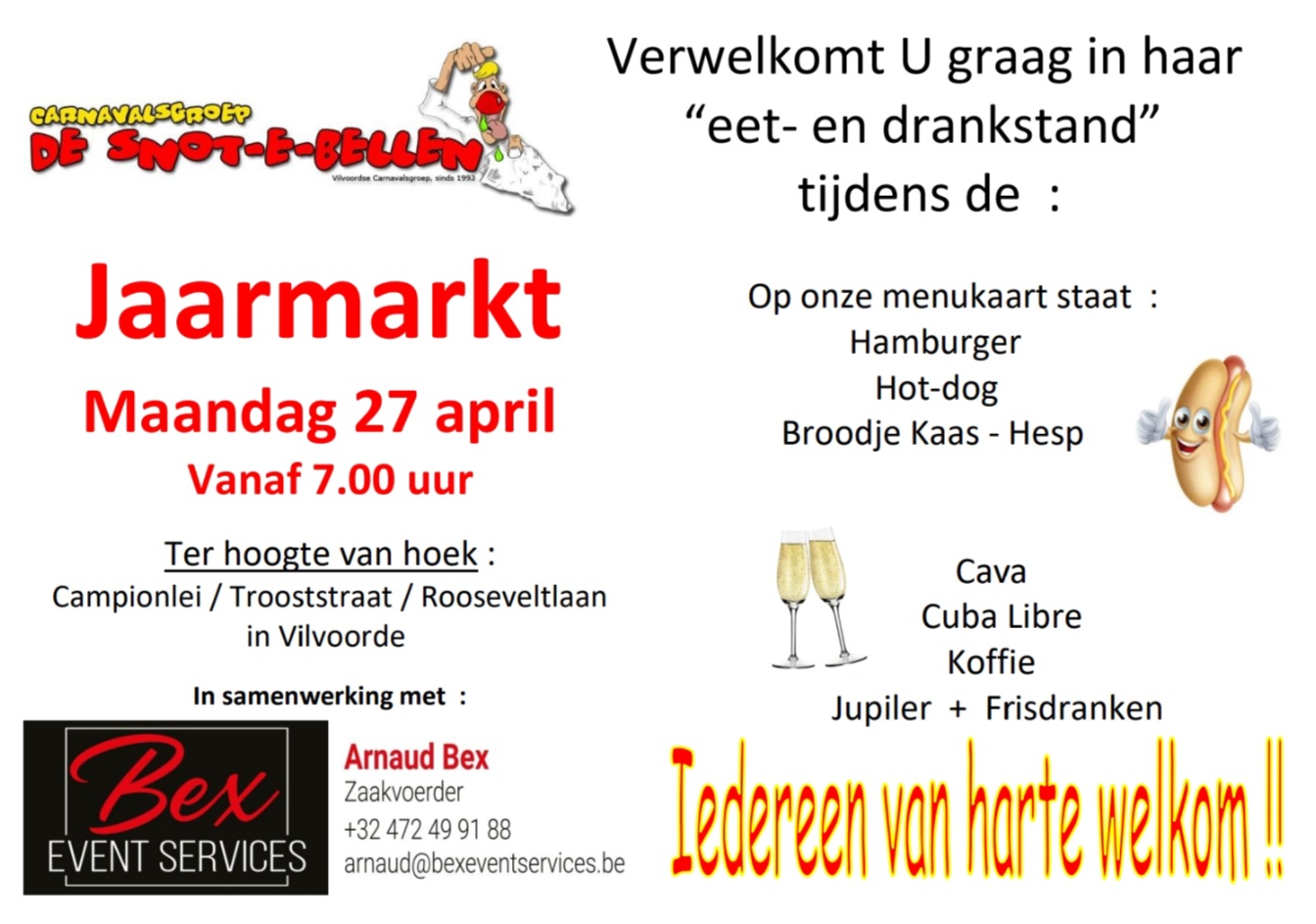 De Snot-e-bellen op de Jaarmarkt in Vilvoorde - 27 april 2026 !