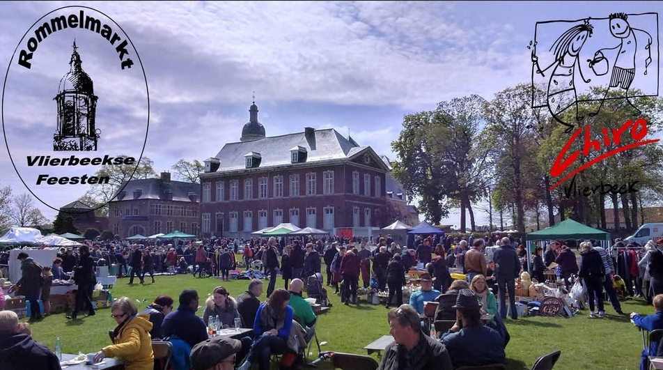foto rommelmarkt aan de abdij van Vlierbeek