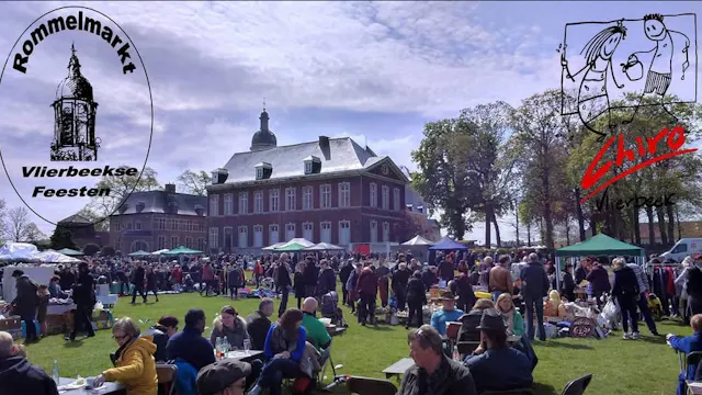 foto rommelmarkt aan de abdij van Vlierbeek