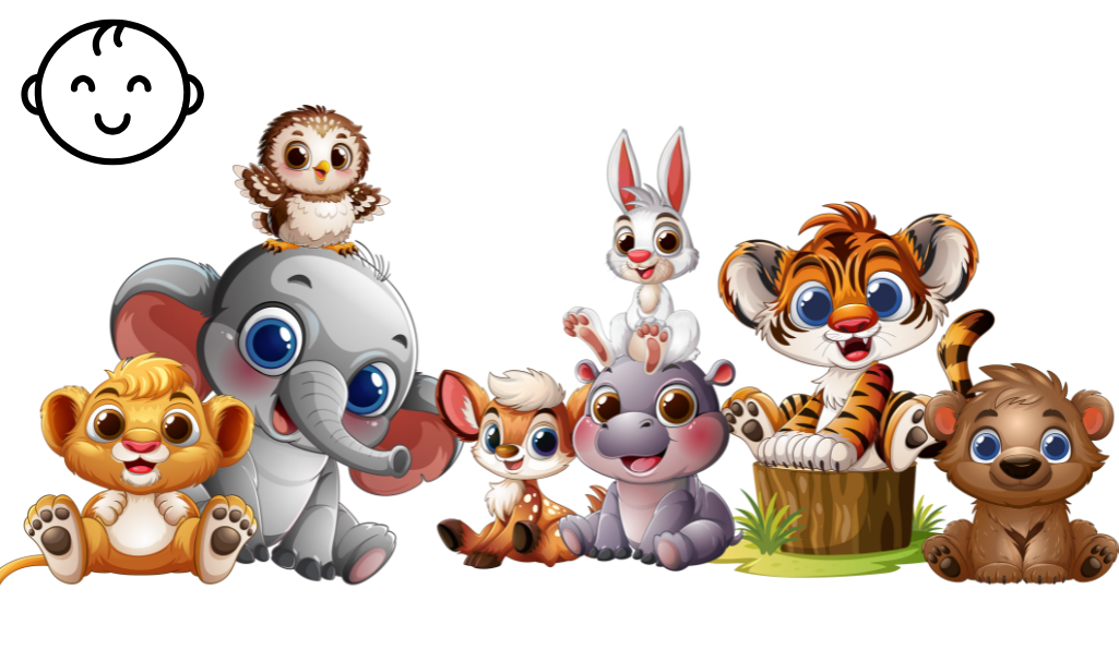 cartoon baby exotische dieren
