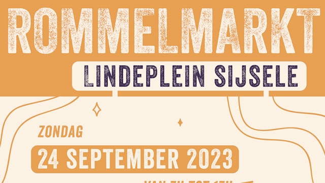 Affiche rommelmarkt op Lindeplein in Sijsele-Damme