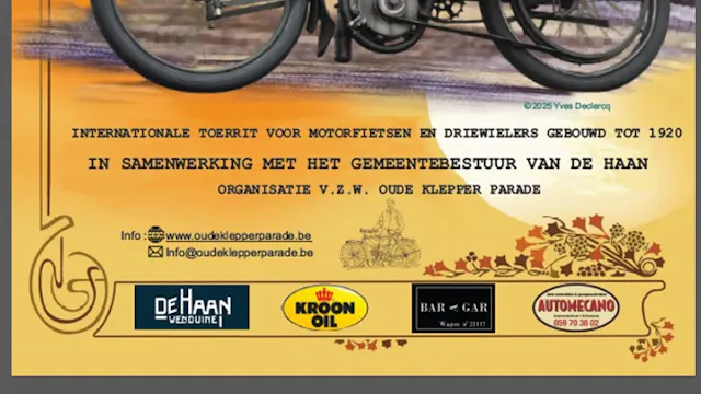 Deze 35e editie van de Oude Klepper Parade zal terug een topevenement worden. Het verlengde weekend van 15 en 16 augustus, toerisme De Haan die op volle toeren draait, en het groot aantal motoren die ingeschreven zijn.