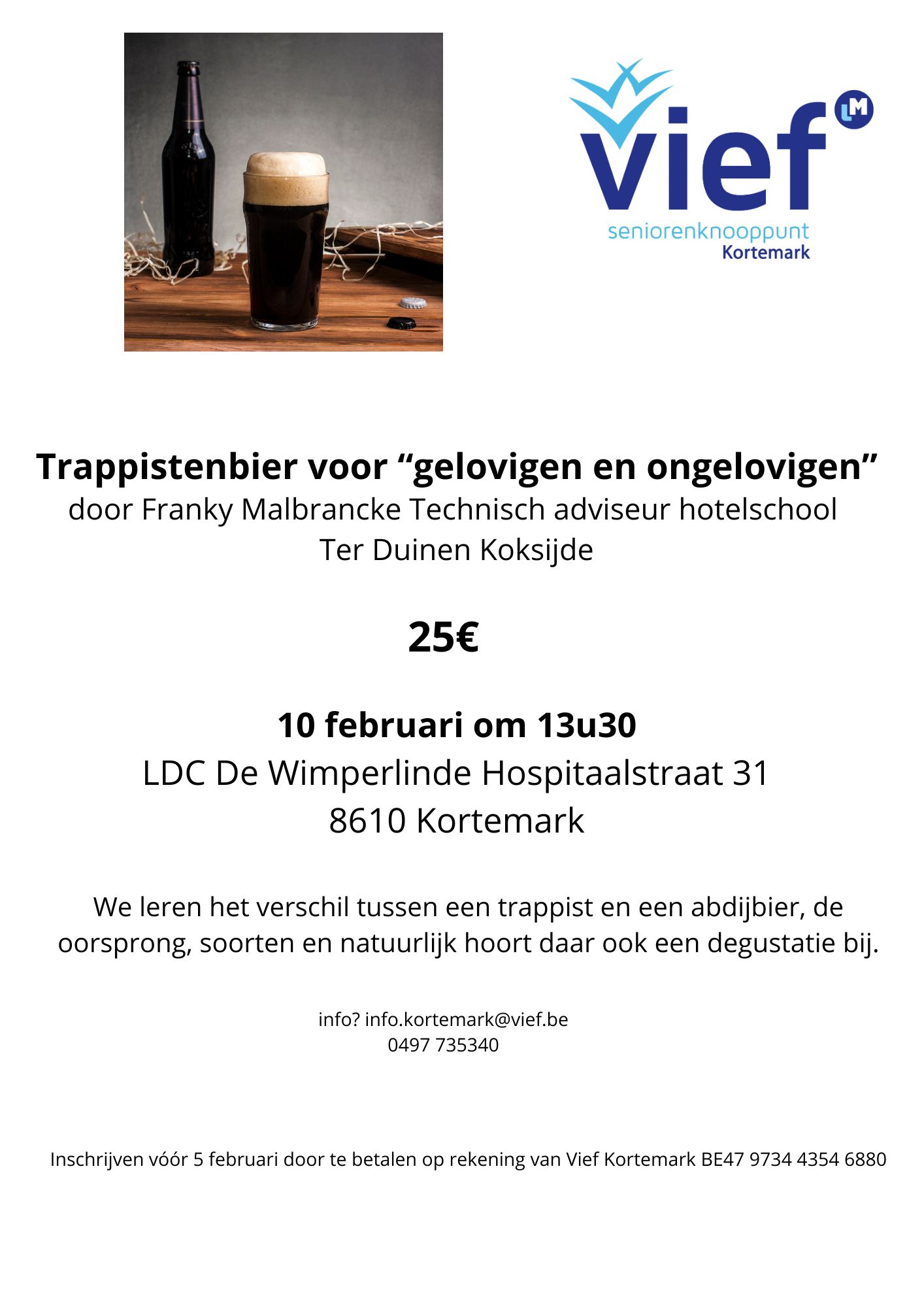 We leren het verschil tussen een trappist en een abdijbier, de oorsprong, soorten en natuurlijk hoort daar ook een degustatie bij.