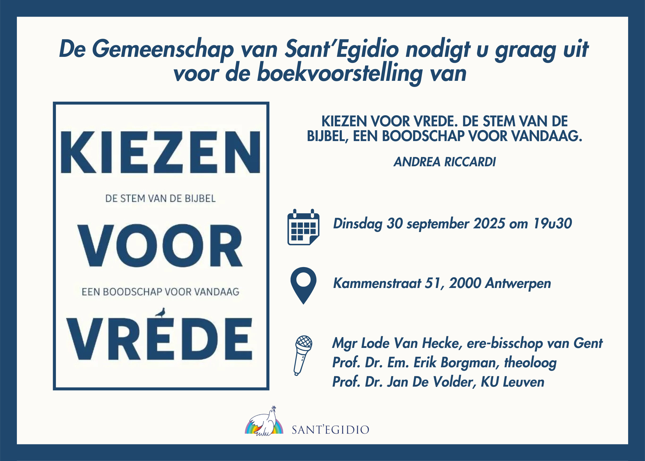 Boekvoorstelling "Kiezen voor Vrede" van Andrea Riccardi