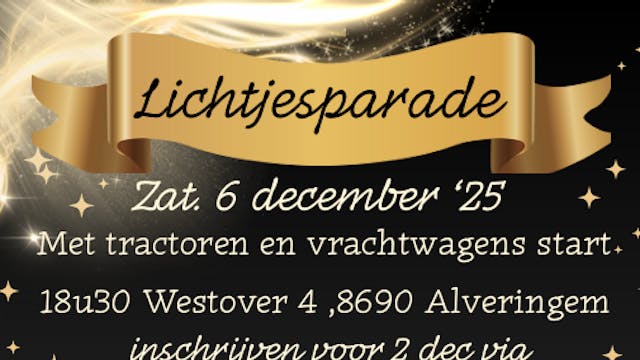 zat 6/12/25 vanaf 18u lichtjesparade met tractoren & vrachtwagens