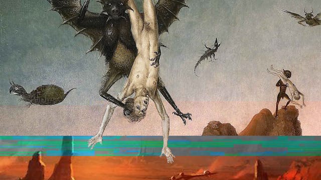 ‘De val van de verdoemden’, Dieric Bouts, ca. 1450 © RMN-Grand Palais (Palais des Beaux-Arts de Lille, Lille) | ‘Star Wars: Attack of the Clones (2002)’, digital concept art, Ryan Church © Lucas Museum of Narrative Art, Los Angeles