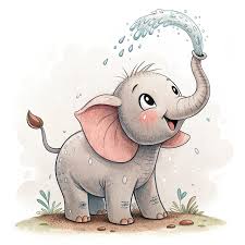 Tekening van een olifantje.