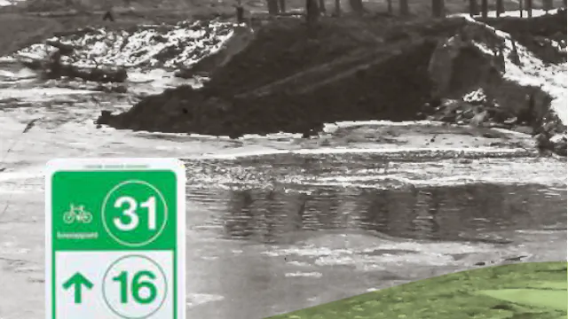 Fietsen langs overstromingsgebied