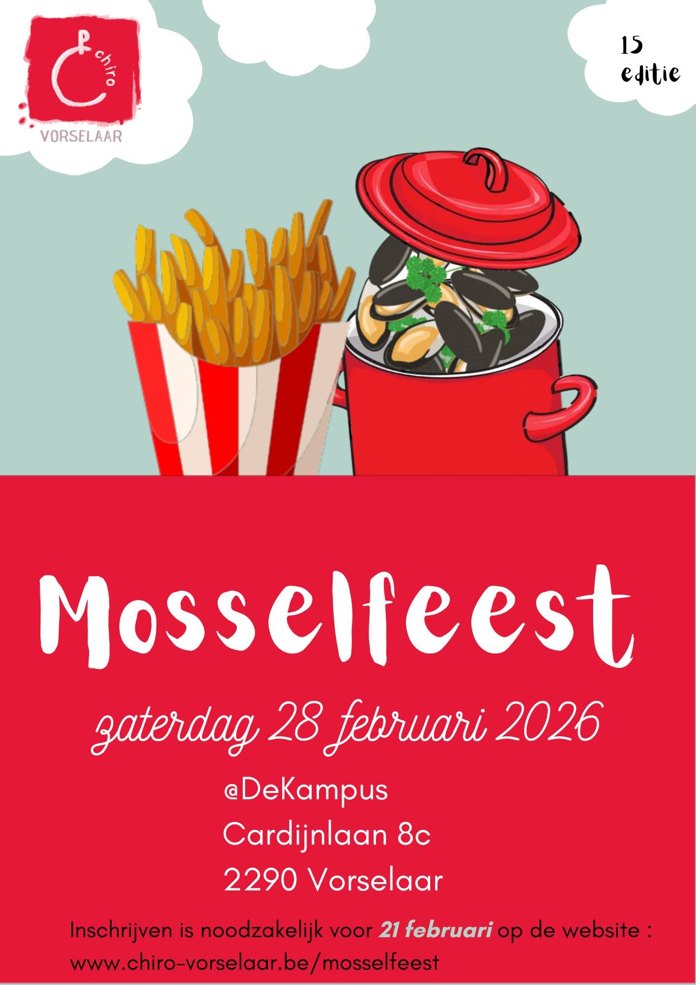 Dit jaar organiseren wij onze 15e editie van ons mosselfeest. Hopelijk zien we jullie daar!