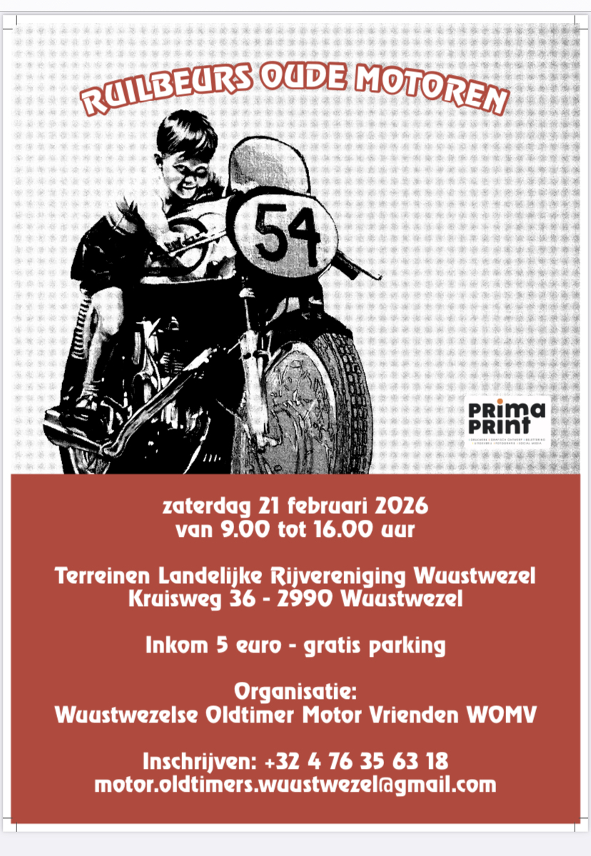 Beurs voor koop en verkoop van oldtimermoto’s, bromfietsen en aanverwanten .