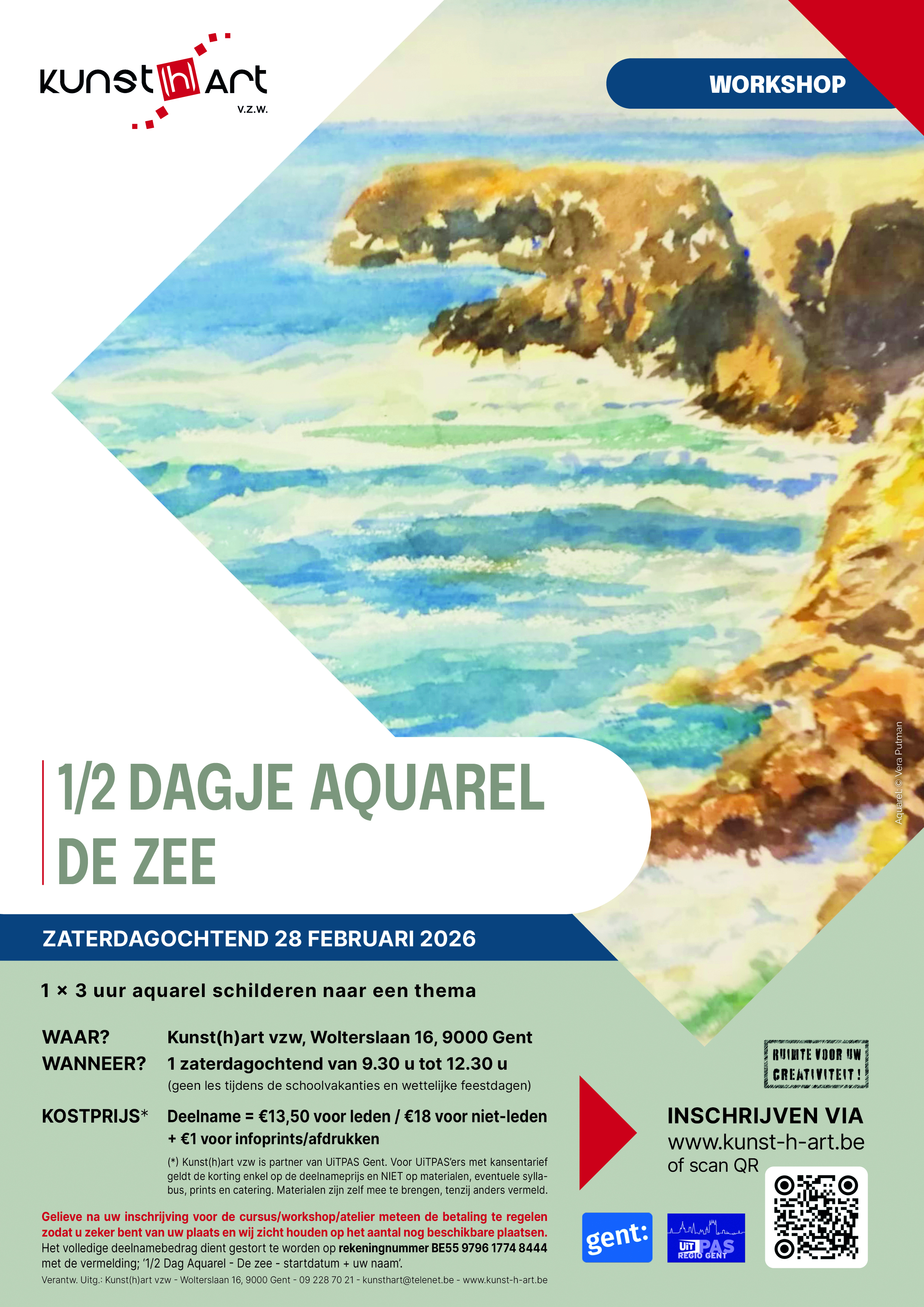 Affiche Half Dagje Aquarel - De Zee