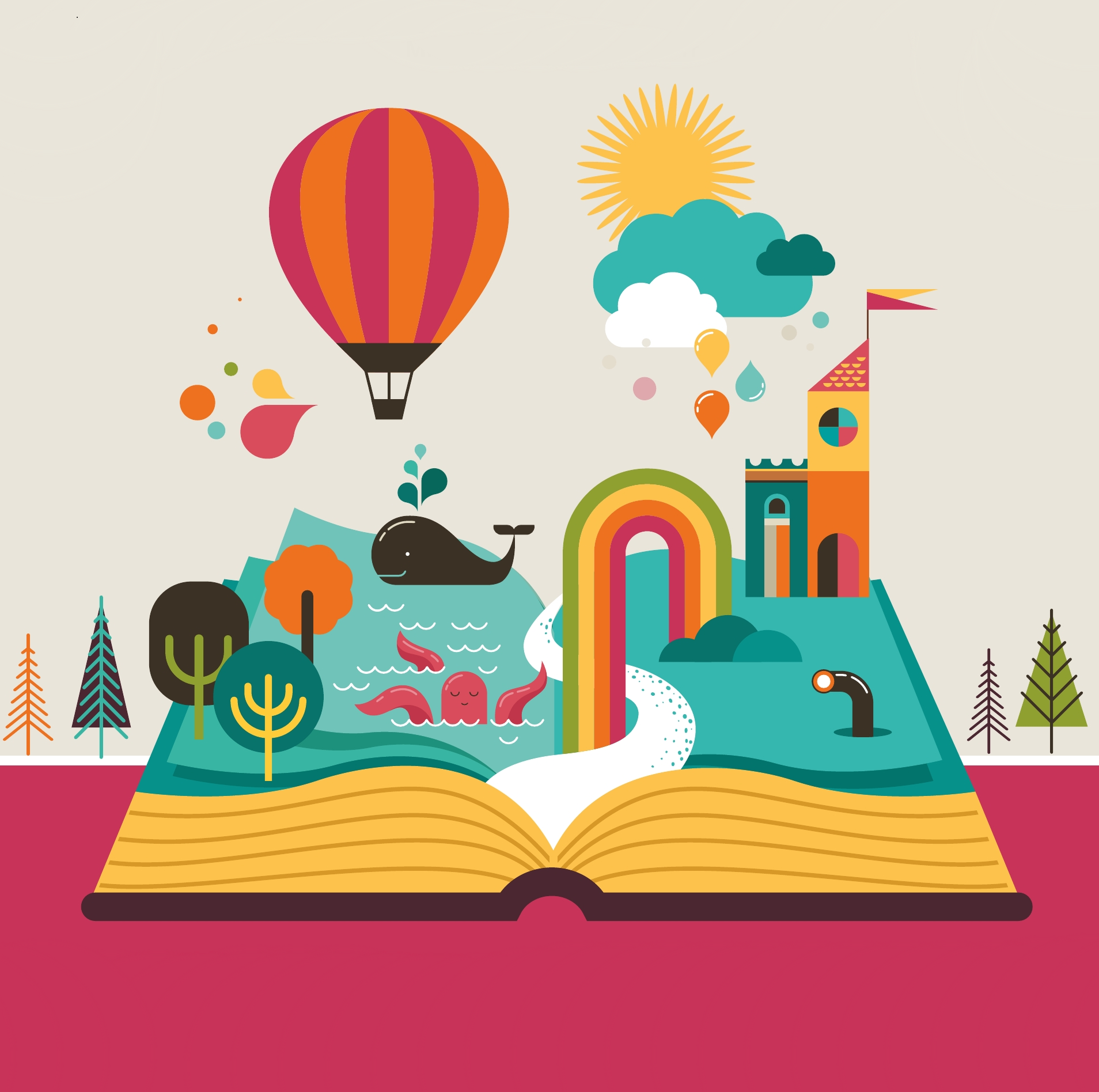 Kleurrijk campagnebeeld van Luisteroortjes: het kan over van alles gaan.