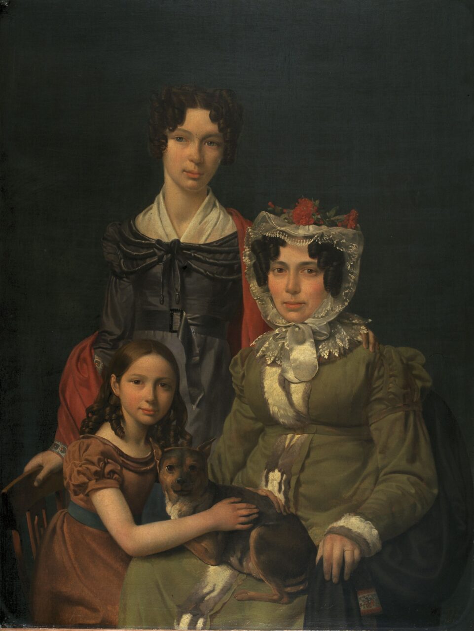 Anonieme kunstenaar, 'Portret van Petronille Bauwens-de Cèsve en haar kinderen Clémentine en Pauline', 1826, collectie MSK Gent